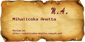 Mihalicska Anetta névjegykártya